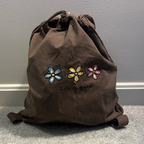 Life is Good Cotton Drawstring Backpack - Picture 3 of 6